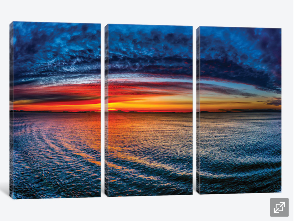 Pine Stretched  Framed 3 Panels - Sunset