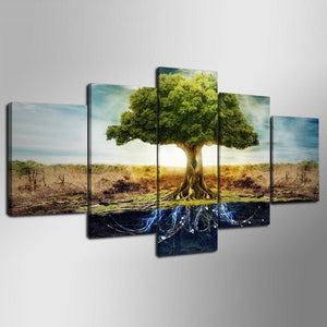 Framed 5 Panels - Tree