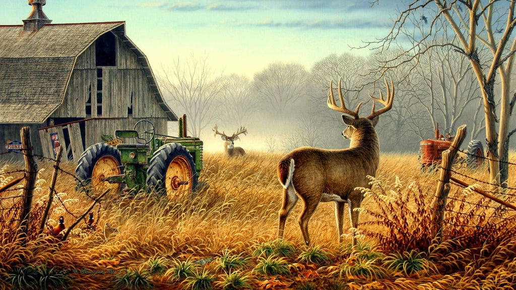 Pine Stretched  Framed 1 Panel - Deer Art