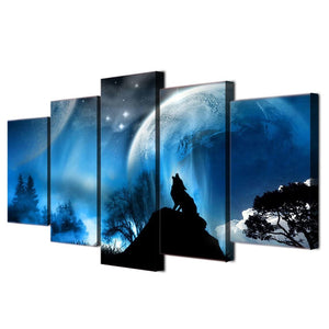 Framed 5 Panels - Wolf
