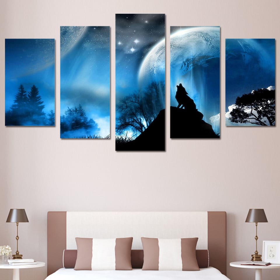 Framed 5 Panels - Wolf