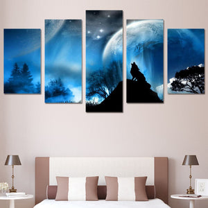 Framed 5 Panels - Wolf