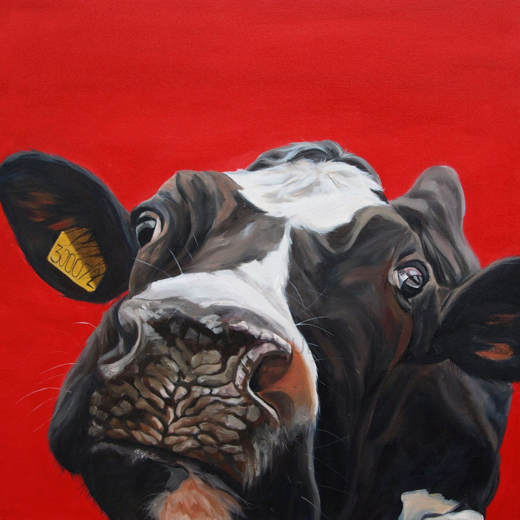 Pine Stretched  Framed 1 Panel - Cow Art