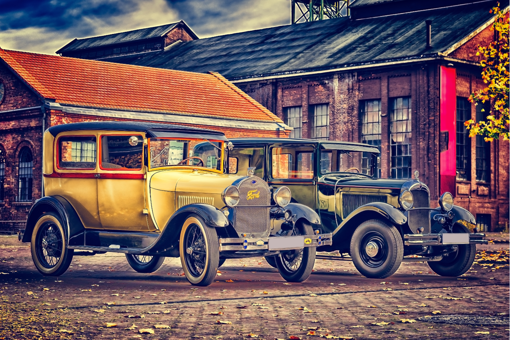 Pine Stretched  Framed 1 Panel - Classic Car