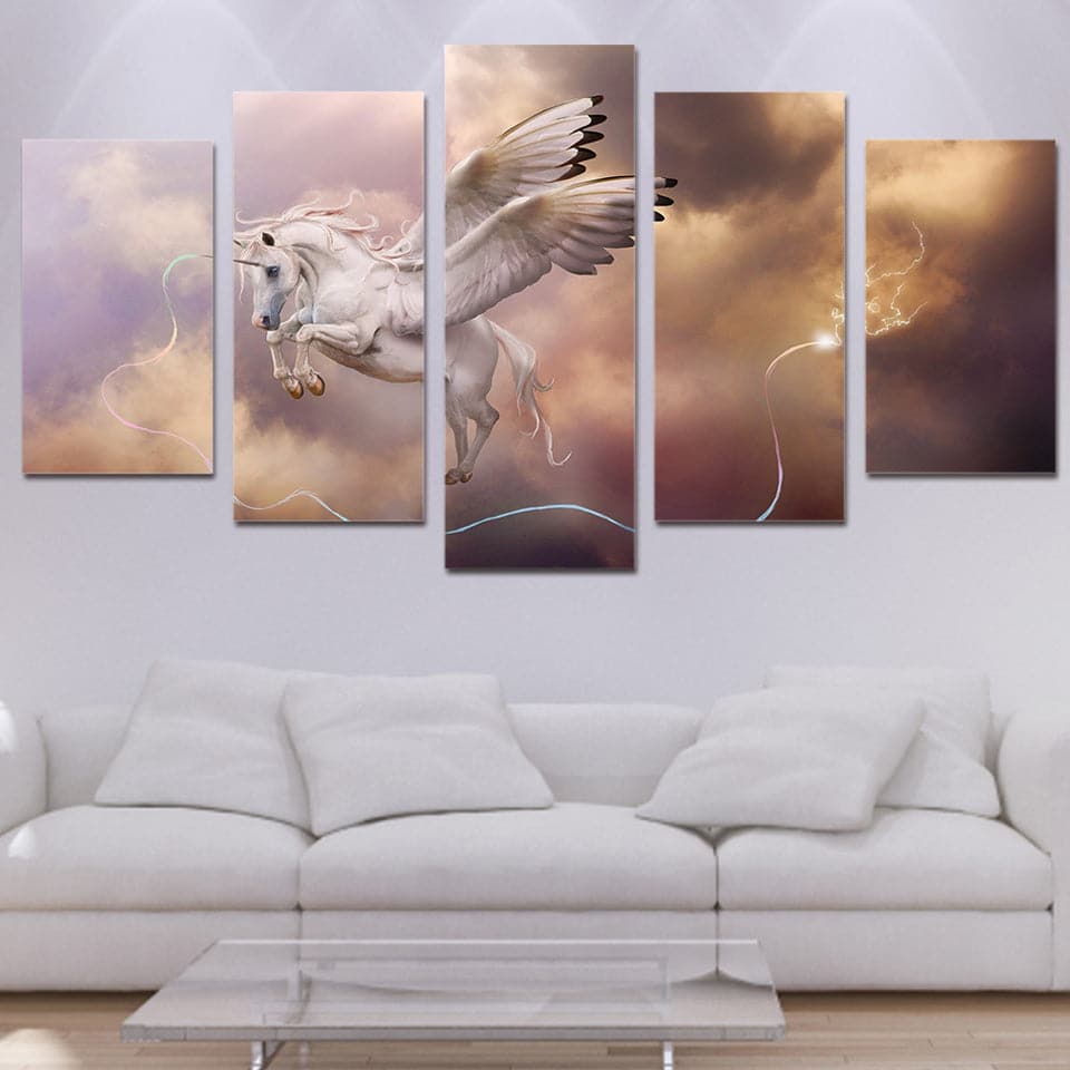 Framed 5 Panels - Unicorn