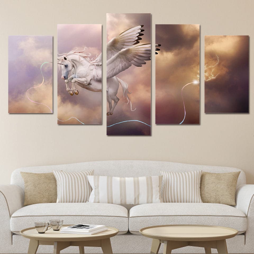 Framed 5 Panels - Unicorn