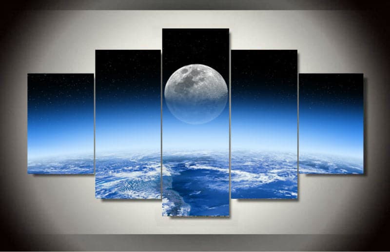 Framed 5 Panels - Moon
