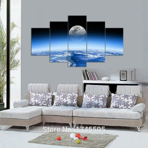 Framed 5 Panels - Moon