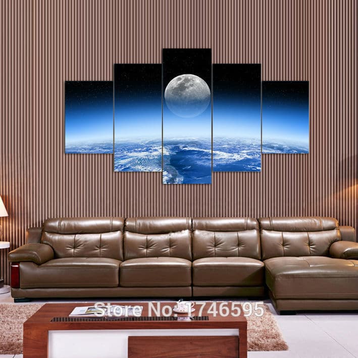 Framed 5 Panels - Moon