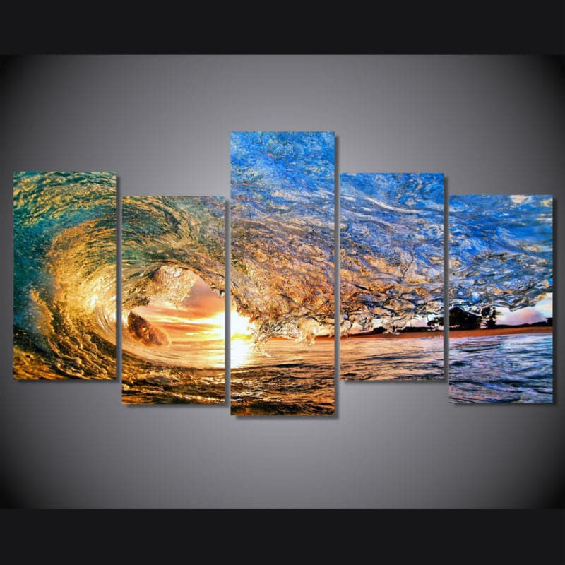 Framed 5 Panels - Wave