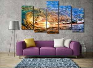 Framed 5 Panels - Wave
