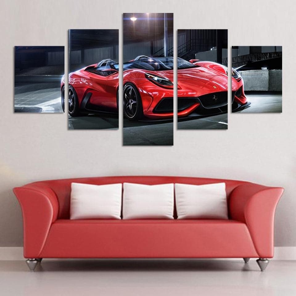 Framed 5 Panels - Ferrari