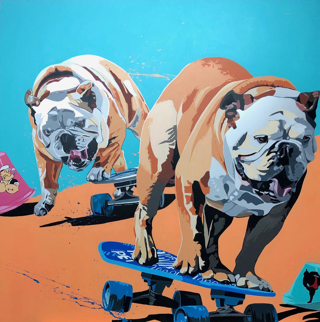 Pine Stretched  Framed 1 Panel - Bull Dog