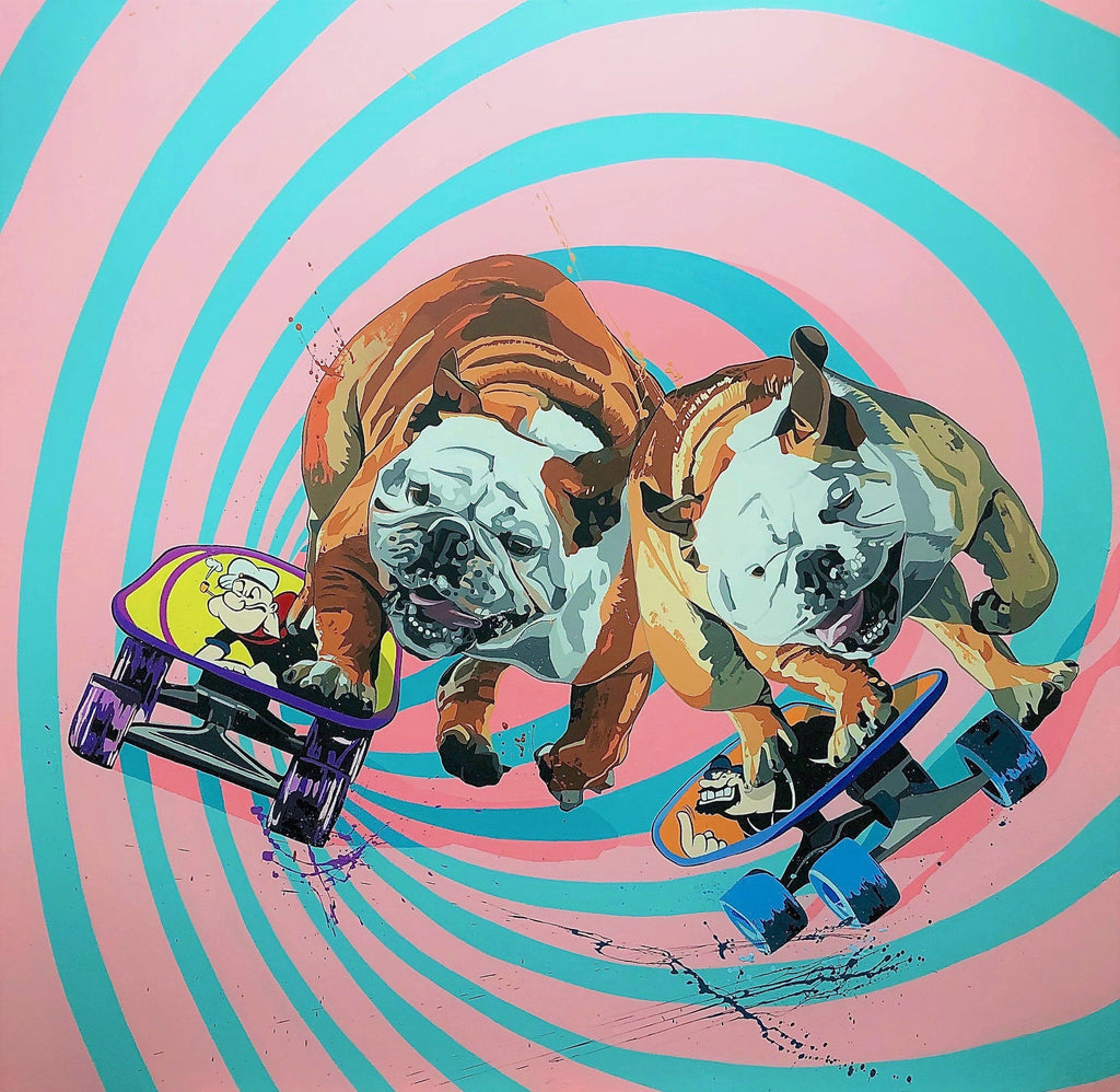 Pine Stretched  Framed 1 Panel - Bull Dog