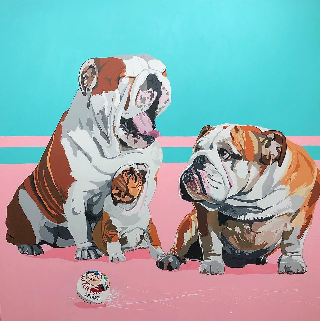 Pine Stretched  Framed 1 Panel - Bull Dog