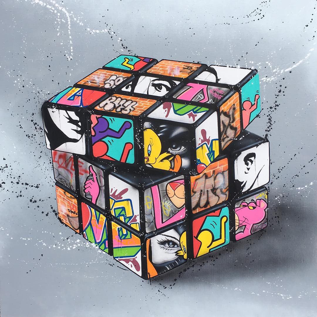Framed 1 Panel - Rubik's cube