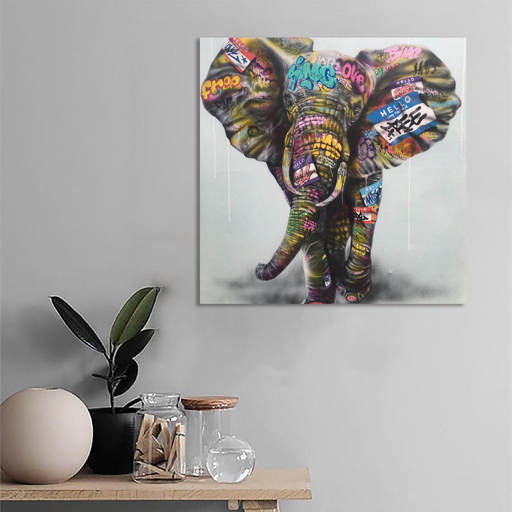 Pine Stretched  Framed 1 Panel - Elephant