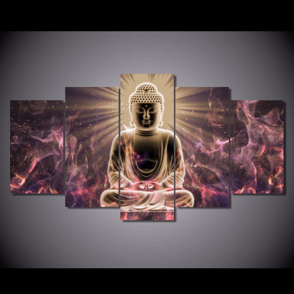 Framed 5 Panels - Buddha