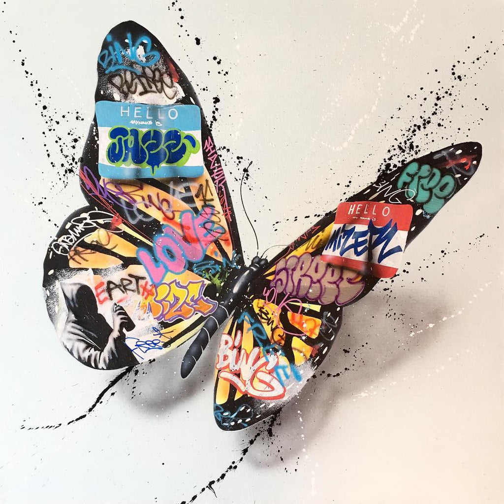 Pine Stretched  Framed 1 Panel - Butterfly