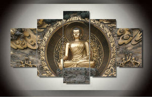 Framed 5 Panels - Buddha