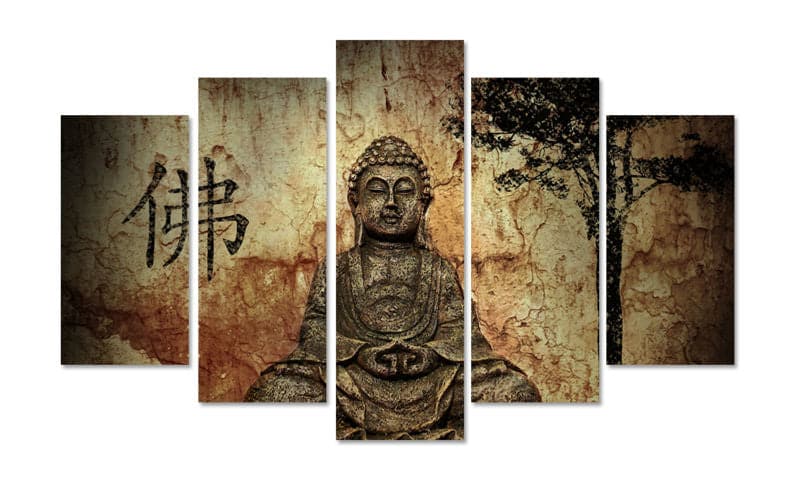 Framed 5 Panels - Buddha