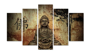 Framed 5 Panels - Buddha