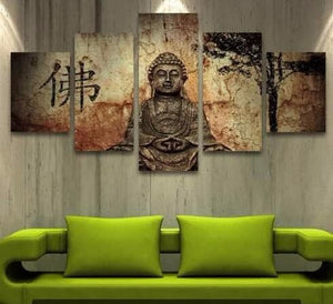 Framed 5 Panels - Buddha