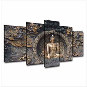 Framed 5 Panels - Buddha