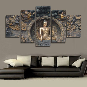 Framed 5 Panels - Buddha
