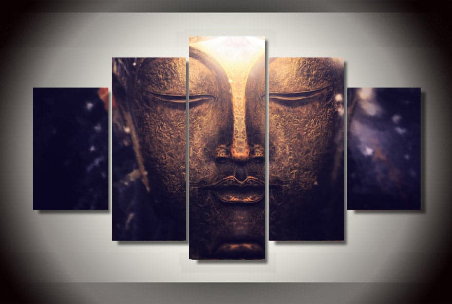 Framed 5 Panels - Buddha