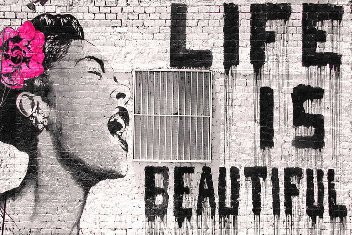 Framed 1 Panel - Banksy - Life is beautiful