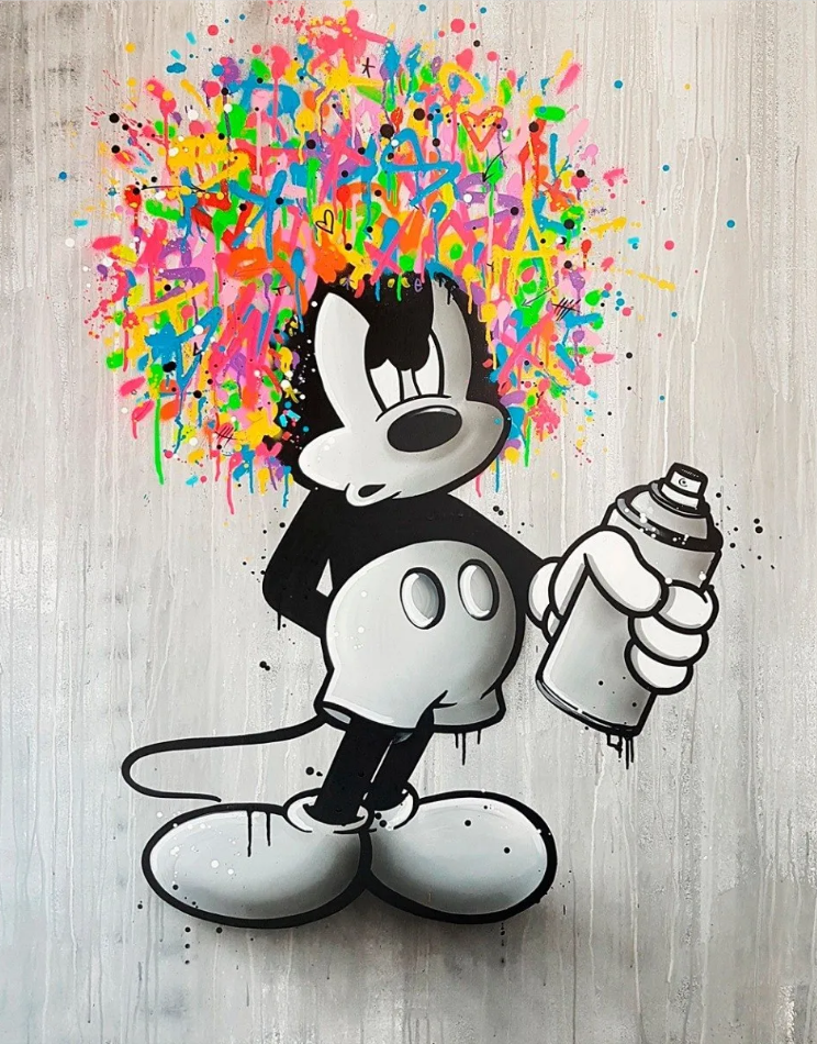 Pine Stretched  Framed 1 Panel - Mickey