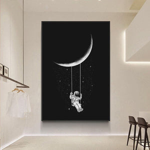 Framed 1 Panel - Swing on the moon