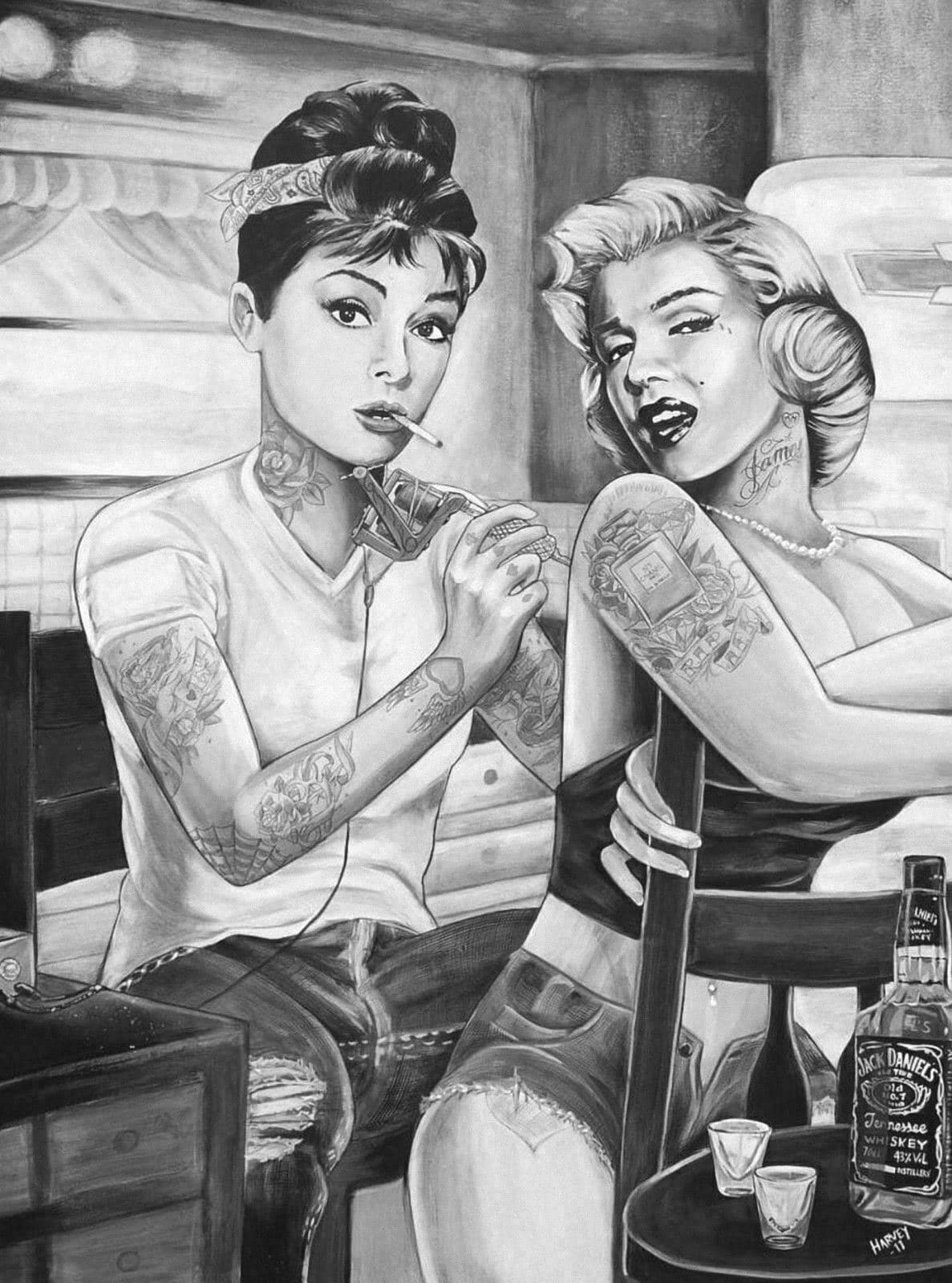 Framed 1 Panel - Pop Art - Marilyn Monroe & Audrey Hepburn