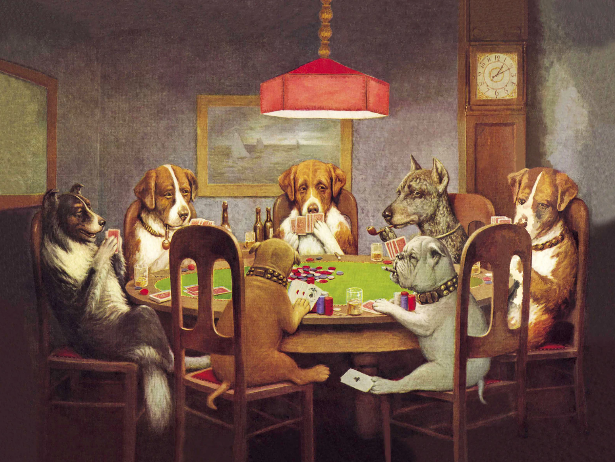 Framed 1 Panel - Dogs Gambling