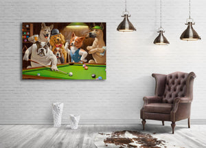 Framed 1 Panel - Dogs Playing Pool