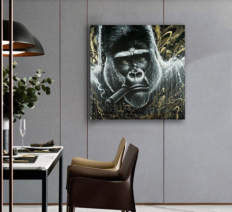 Framed 1 Panel - Smoking Monkey