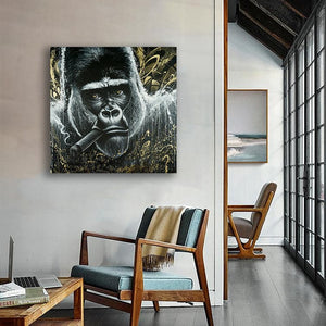 Framed 1 Panel - Smoking Monkey