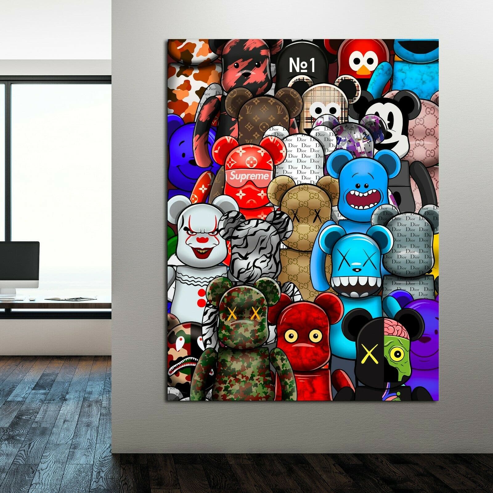 Framed 1 Panel - Bearbrick (Kaws)