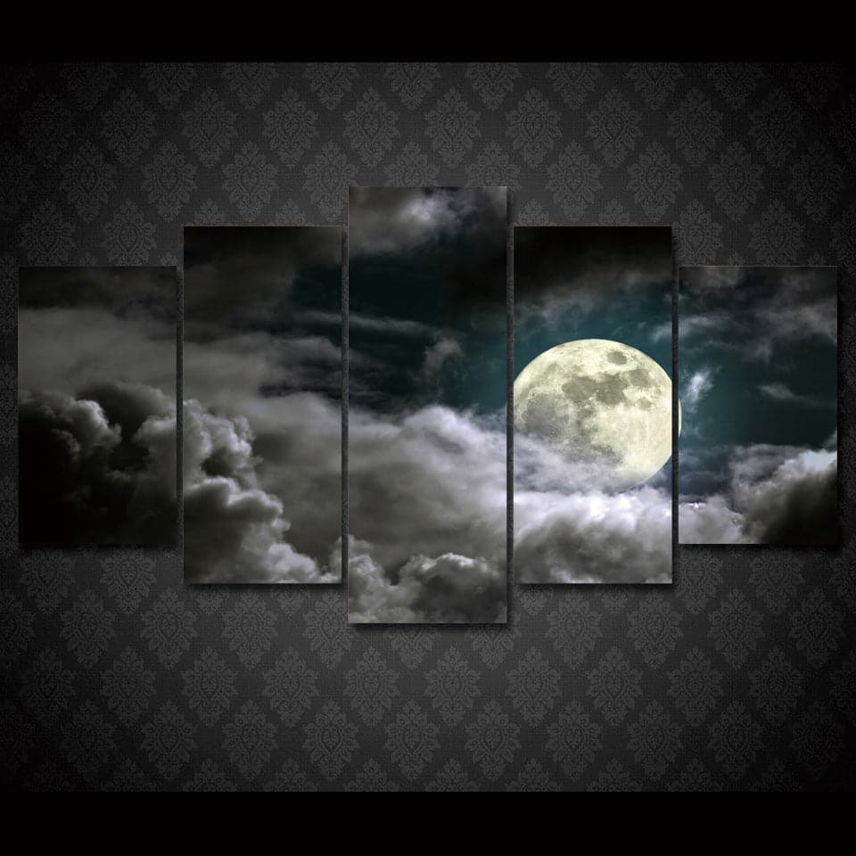 Framed 5 Panels - Moon