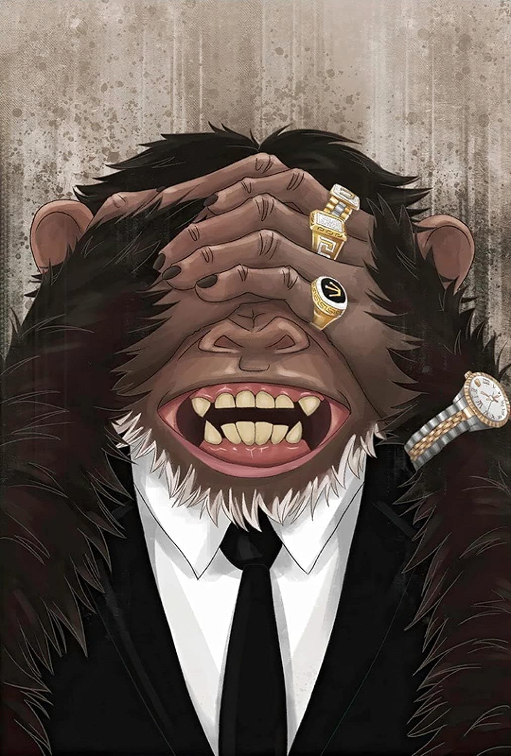 Framed 3 Panels - Banksy - Funny Monkey