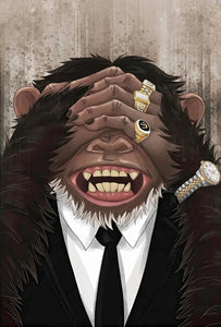 Framed 3 Panels - Banksy - Funny Monkey