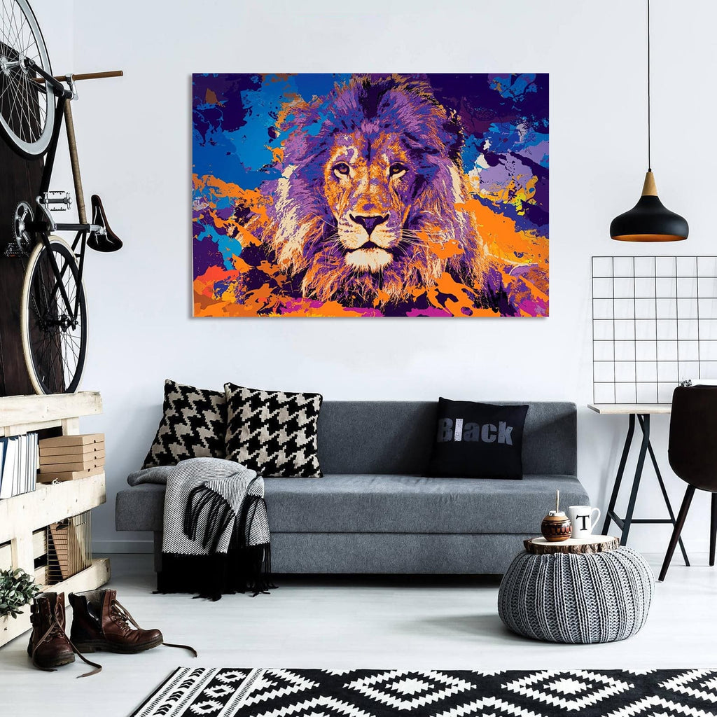 Pine Stretched  Framed 1 Panel - Lion