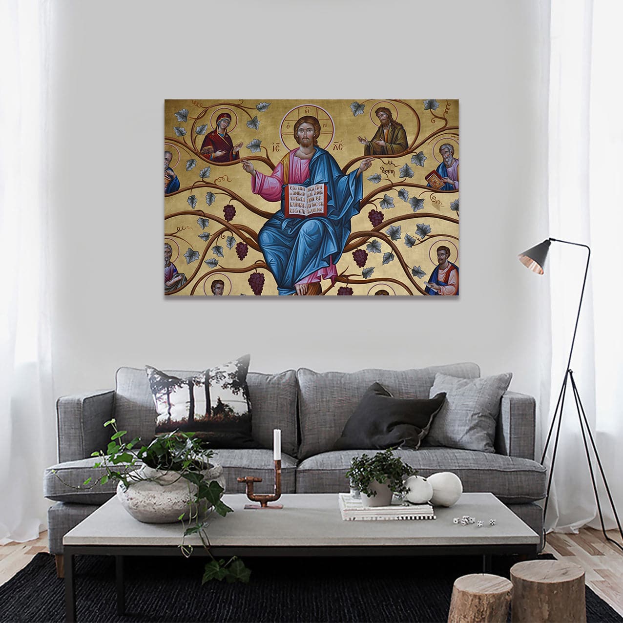 Pine Stretched  Framed 1 Panel - Jesus