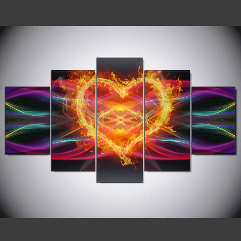 Framed 5 Panels - Heart