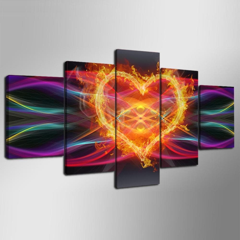 Framed 5 Panels - Heart