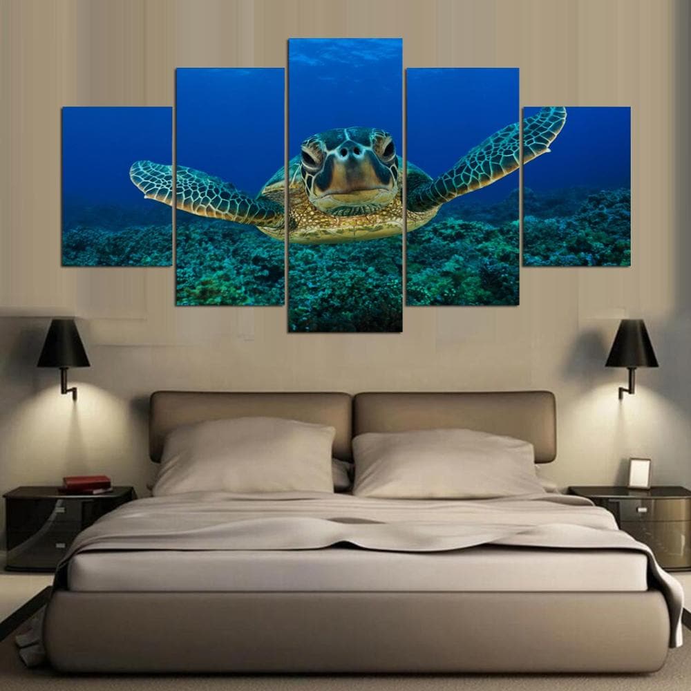 Framed 5 Panels - Sea Turtle