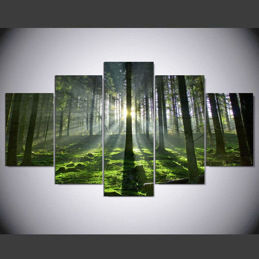Pine Stretched  Framed 5 Panels - Forest