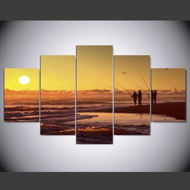 Framed 5 Panels - Fishing
