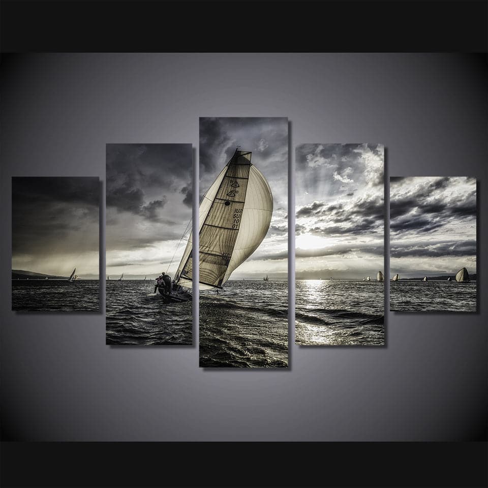 Framed 5 Panels -Sailboat